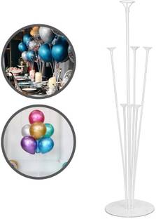 PopTheParty Solid Balloon Stand, Set of Clear Table Desktop Balloon Holder with 7 Balloon Sticks Balloon