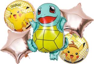 Bash N Splash Printed Pikachu Pokemon Theme Squirtle Pokémon Happy Birthday Party Balloon Round & Star Balloon Bouquet