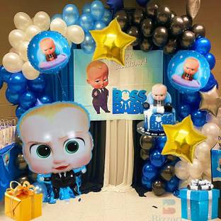 BashNSplash Printed Baby Boss Baby Birthday Decoration balloon set birthday Decoration set Balloon
