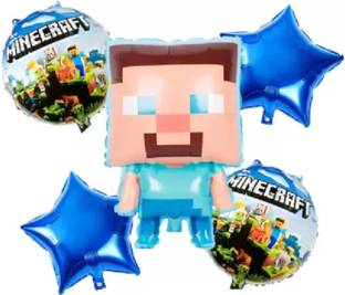 BashNSplash Printed Minecraft Theme Party Decoration foil Balloon gamer birthday Party balloon 5Pc Balloon