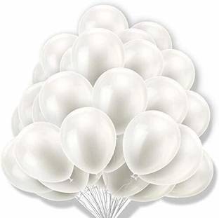 Hemito Solid Premium Latex Balloons Pack of 100 White Balloons for Decoration Balloon