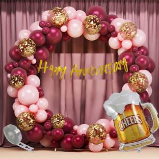 SOI Solid Happy Anniversary Decoration Items Kit Wedding Anniversary Decoration ForHusband Balloon