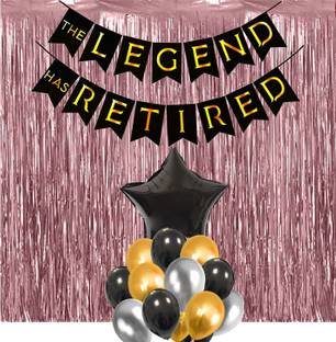 Rozi Decoration Solid The Legend Has Retirement Theme Decorations Combo Set of Star Curtains Banner Balloon Bouquet