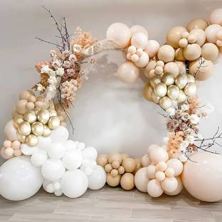 R G ACCESSORIES Solid White Beige Brown Peach Balloons Garland Kit Of 51 Pcs For Party Decorations Balloon
