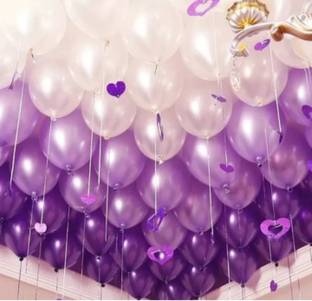 Propsy Solid HD/Latex/Metalic 100 Balloon Purple,White For Kids/Adult/Party/Birthday/Decor Balloon
