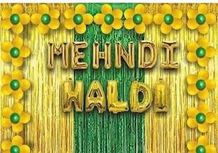 PARTY MIDLINKERZ Solid Haldi Mehendi Decoration kit items Combo Haldi Ceremony/Groom To Be/Bride To Be Balloon