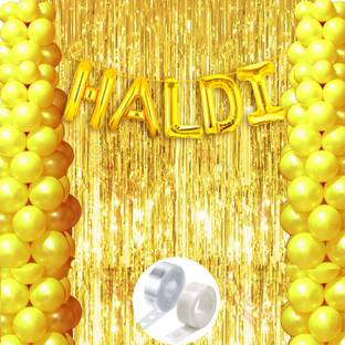 LOONS PEDDLER Solid Haldi Decoration Items for Marriage Pack of 39 items Balloon