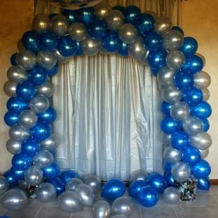 Rozi Decoration Solid Party Balloons Metallic HD for Birthday / Anniversary / Baby Shower - (Blue/Silver) Pack of 50 (HD50-BS) Balloon