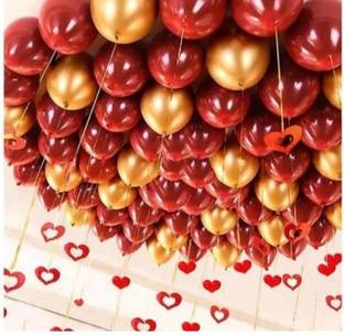 Mosclue Solid Hd/Mettalic 200 Balloons Golden and Red For Kid/Adult/ Party/Birthday Decoration Balloon