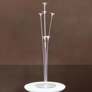 PopTheParty Solid Balloon Stand, Set of Clear Table Desktop Balloon Holder with 7 Balloon Sticks Balloon
