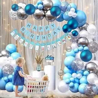 PARTY MIDLINKERZ Solid 1st First Happy Birthday Decoration kit items - 68 Pcs Birthday combo pack Balloon