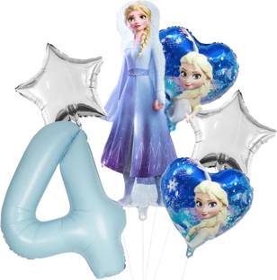 Bash N Splash Printed 4th Birthday Frozen Theme Princess Elsa ice Queen Helium Quality Party Balloon Balloon Bouquet