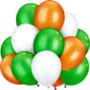 Bash N Splash Solid Tiranga Tri Color Indian Flag Green White Orange Balloon Pack of 50 Balloon