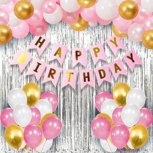 BUC Solid 34 PC Birthday Decoration Kit Blue Yellow Purple Green Pink Orange Foil Birthday Balloon