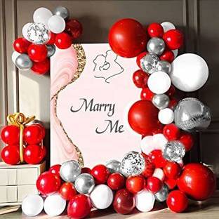 R G ACCESSORIES Solid Red silver balloon garland kit 60pcs for birthday, wedding, engagement Balloon