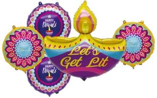 BashNSplash Printed Happy Diwali lets Get lit indian festival balloon Balloon