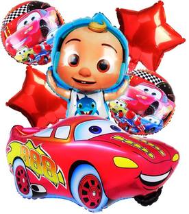 PopTheParty Printed Car Theme Birthday Decoration Combo Car Theme for Boys - Birthday Decorations Balloon