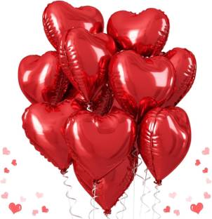 DREAM PARTY DECOR Solid Red Heart Foil Balloons 18Inches For Party Decorations Balloon