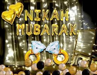 PARTY BOX Solid Nikah Mubarak Combo Pack Balloon