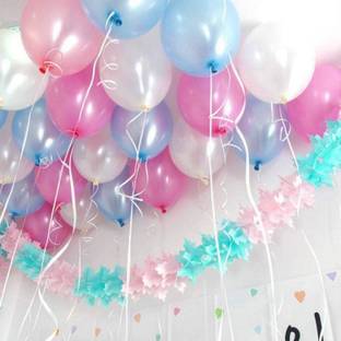 Mosclue Solid Hd/Metalic 100 Balloon Blue Pink,White For Kids/Adult/Party/Birthday Decor Balloon
