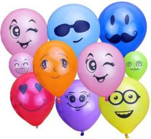 Mosclue Printed Multicolour Emoji Ballon 100 Pcs Printed Face Expresion Kid/Party/Birthday Decor Balloon