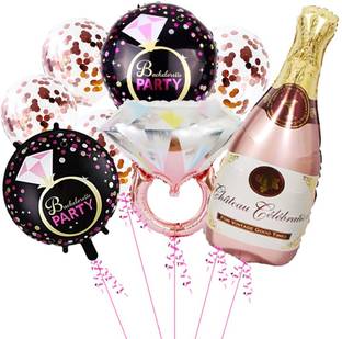PopTheParty Solid Vintage bottle with Rose gold ring foil balloon Balloon