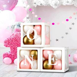 Shopperskart Solid one balloon box for 1st birthday decoration kit baby shower decortaion Balloon