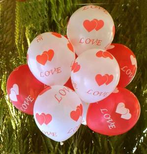 Juneja Enterprises Printed Love Heart Red and White Balloon