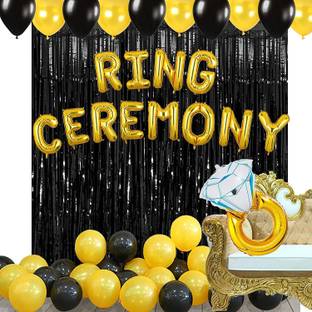 shribalaji Solid Ring ceremony decoration Letter banner,2 Curtain,1pc Foil Ring with 30p Balloons Balloon