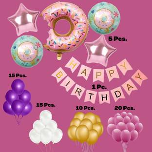 House of Banter Solid Donut Theme Party Pack Set of 66 for Birthday Balloon