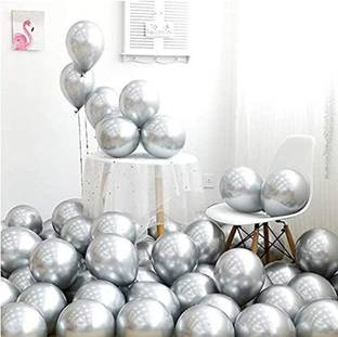 Mosclue Solid Hd/Latex/Metalic 100 Silver Balloons For Kids/Adult/Party/Birthday Decorations Balloon