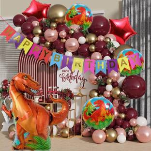 Rozi Decoration Solid Jungle Theme Birthday Decoration/ Dinosaur Birthday Combo For Kids/ Boys/ Girl Balloon