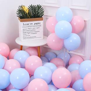Nagina Collection Solid Happy Birthday Blue & Pink Pastel Balloons Kit For Birthday - 50Pcs Balloon