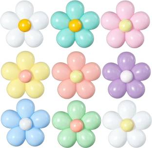 HouseOfCommon Solid Daisy Flower Balloons DIY Kit Party Decorations Balloon