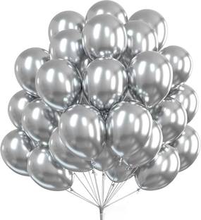 ANILOONS Solid Silver Balloon Birthday Decoration Kit. Balloon