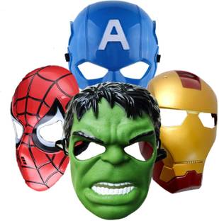 PARTY MIDLINKERZ Solid Super Hero Cartoon Plastic Mask - Set of 4 Avengers Birthday Balloon