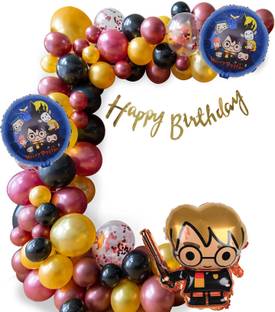Bash N Splash Printed Harry Potter Theme Balloon Garland Decoration kit Wizard Theme Birthday Party Balloon