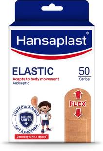 HANSAPLAST Antiseptic Elastic Bandage | 50 Strips | Water repellant | 3X Strechable Adhesive Band Aid