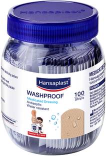 HANSAPLAST Antiseptic Washproof Bandage | 100 Strips | Water resistant|First aid Travel kit Bandage Protector