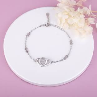 GIVA Sterling Silver Zircon Rhodium Bracelet