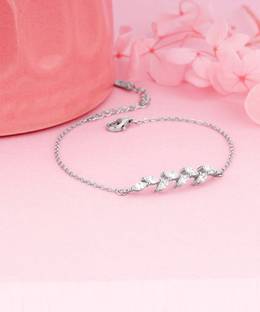 GIVA Sterling Silver Zircon Rhodium Bracelet