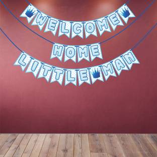 Wobbox Baby Shower Welcome Home Little Man Bunting Banner, Baby Shower Decoration Item Banner