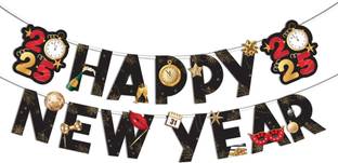 Festiko Happy New Year 2025 Banner, New Year Decoration Banner