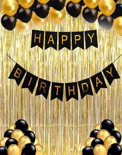 Kapoor stores Happy birthday banner black and gold Banner