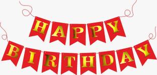 Domios Happy Birthday Decoration Card Red Banner Banner