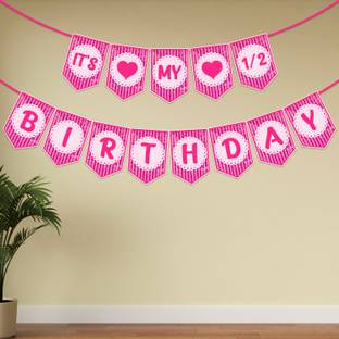 ZYOZI Half Birthday Banner for Kids Birthday Party Banner Banner