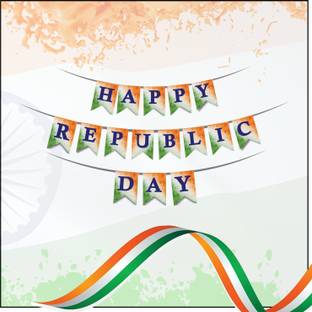 1iAM Republic Day Decoration Item | 1 Piece 13.6X10.3cm "HAPPY REPUBLIC DAY" Paper Banner