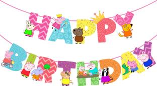 ZYOZI Cartoon theme Happy Birthday Banner Bunting Hanging for Boys or Girl Decoration Banner