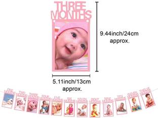 DEQUERA Solid 1st Birthday Baby Photo Banner for Newborn to 12 Months, Monthly Photograph Balloon