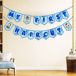 ZYOZI My First Hair Cut Banner, Mundan Ceremony Banner / Hair Cut Decorations for Boys Banner